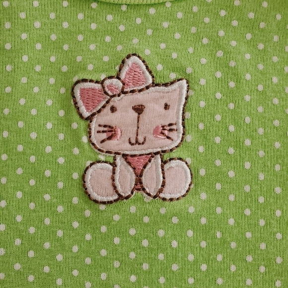 K1103 * Gerber Green Polka Dot Sleep Sack Embroidered Cat Size 0/6M - Picture 6 of 6